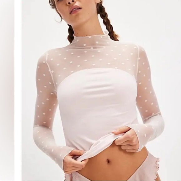 FREE PEOPLE Intimately On The Spot Long Sleeve Top in Apple Blossom XL NWT - Picture 1 of 4
